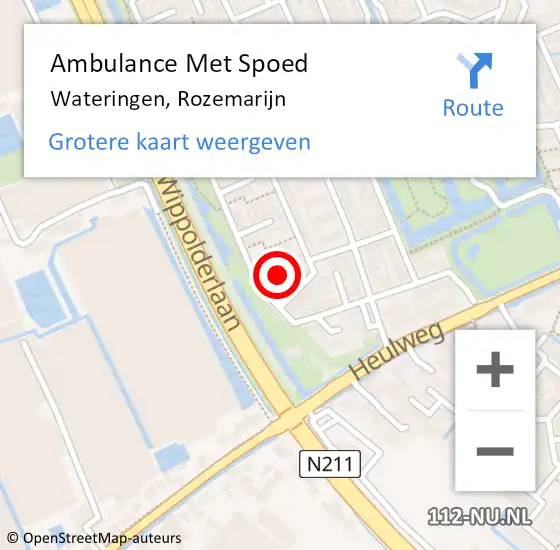 Locatie op kaart van de 112 melding: Ambulance Met Spoed Naar Wateringen, Rozemarijn op 10 juli 2023 12:34