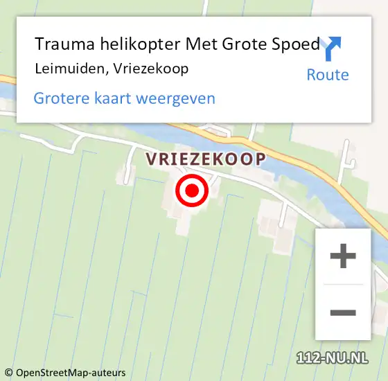 Locatie op kaart van de 112 melding: Trauma helikopter Met Grote Spoed Naar Leimuiden, Vriezekoop op 10 juli 2023 12:56