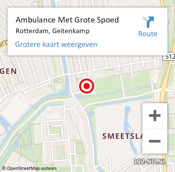 Locatie op kaart van de 112 melding: Ambulance Met Grote Spoed Naar Rotterdam, Geitenkamp op 10 juli 2023 13:02