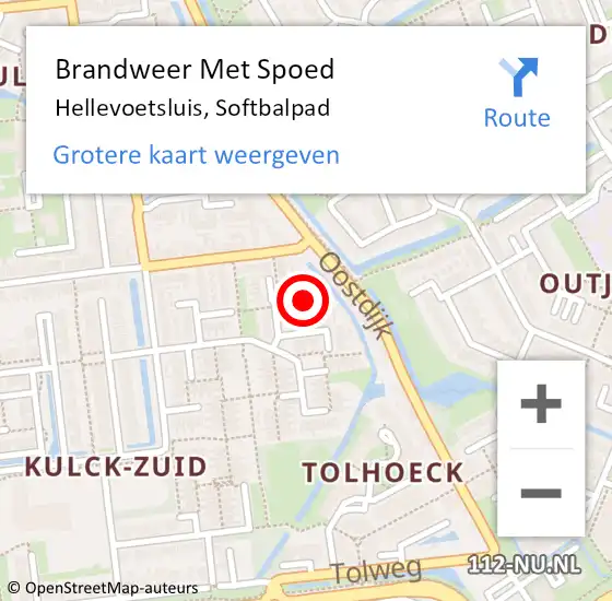 Locatie op kaart van de 112 melding: Brandweer Met Spoed Naar Hellevoetsluis, Softbalpad op 10 juli 2023 13:21