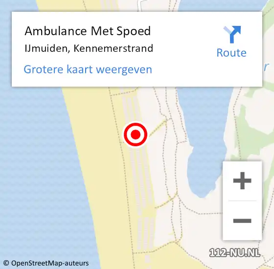 Locatie op kaart van de 112 melding: Ambulance Met Spoed Naar IJmuiden, Kennemerstrand op 10 juli 2023 13:36