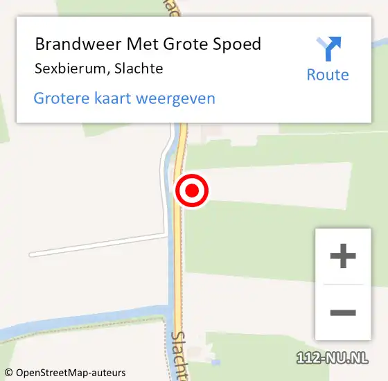 Locatie op kaart van de 112 melding: Brandweer Met Grote Spoed Naar Sexbierum, Slachte op 10 juli 2023 13:42