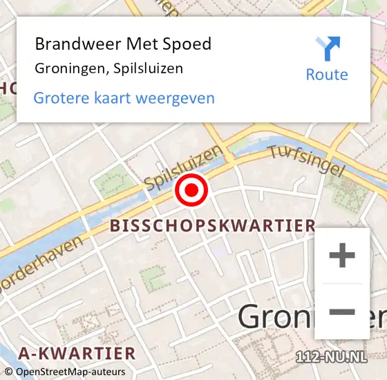 Locatie op kaart van de 112 melding: Brandweer Met Spoed Naar Groningen, Spilsluizen op 10 juli 2023 13:45