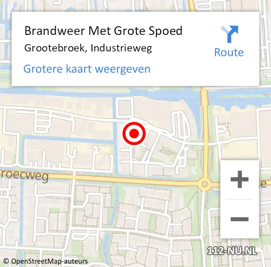 Locatie op kaart van de 112 melding: Brandweer Met Grote Spoed Naar Grootebroek, Industrieweg op 1 september 2014 09:47