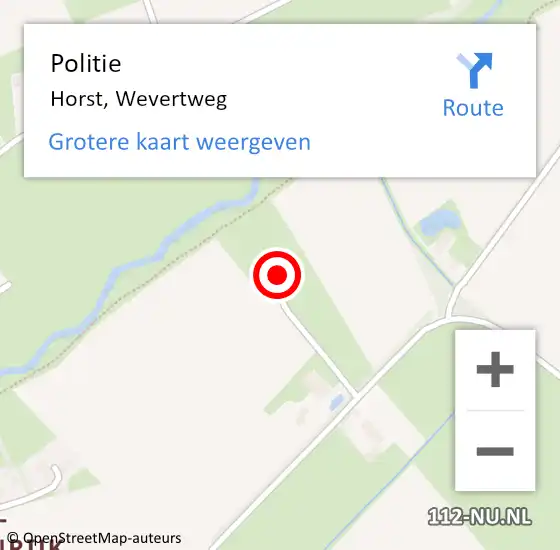 Locatie op kaart van de 112 melding: Politie Horst, Wevertweg op 10 juli 2023 14:15