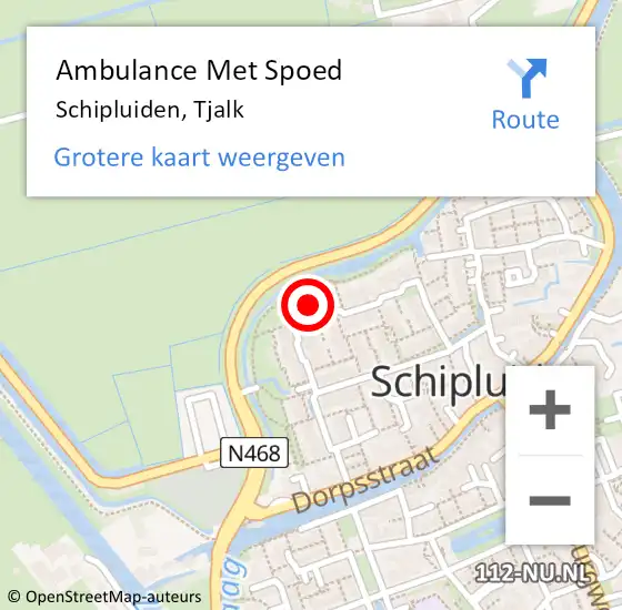 Locatie op kaart van de 112 melding: Ambulance Met Spoed Naar Schipluiden, Tjalk op 10 juli 2023 14:15