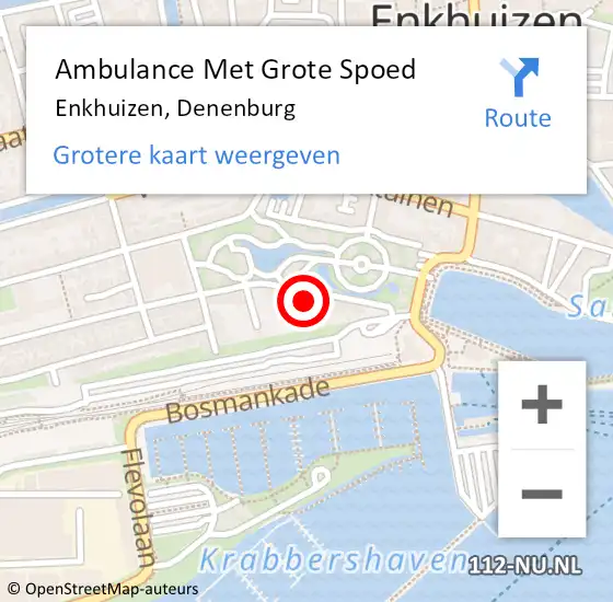 Locatie op kaart van de 112 melding: Ambulance Met Grote Spoed Naar Enkhuizen, Denenburg op 10 juli 2023 14:19