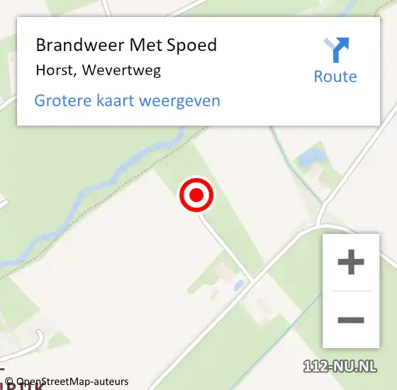 Locatie op kaart van de 112 melding: Brandweer Met Spoed Naar Horst, Wevertweg op 10 juli 2023 14:29