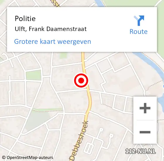 Locatie op kaart van de 112 melding: Politie Ulft, Frank Daamenstraat op 10 juli 2023 14:38