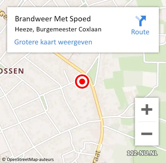 Locatie op kaart van de 112 melding: Brandweer Met Spoed Naar Heeze, Burgemeester Coxlaan op 10 juli 2023 14:48