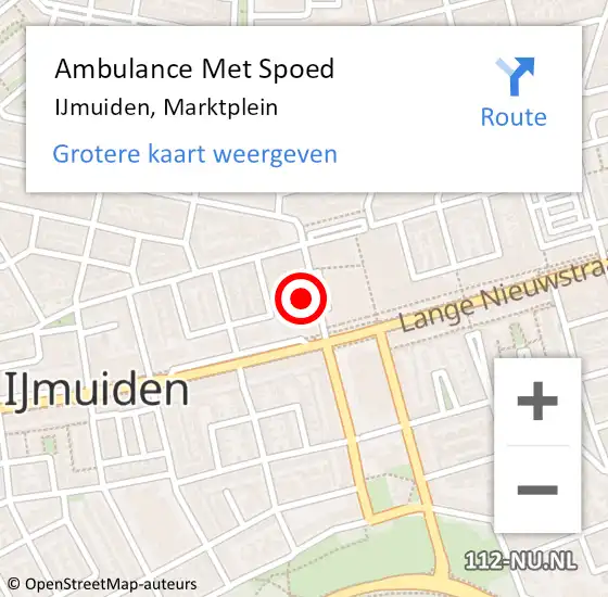 Locatie op kaart van de 112 melding: Ambulance Met Spoed Naar IJmuiden, Marktplein op 10 juli 2023 15:19