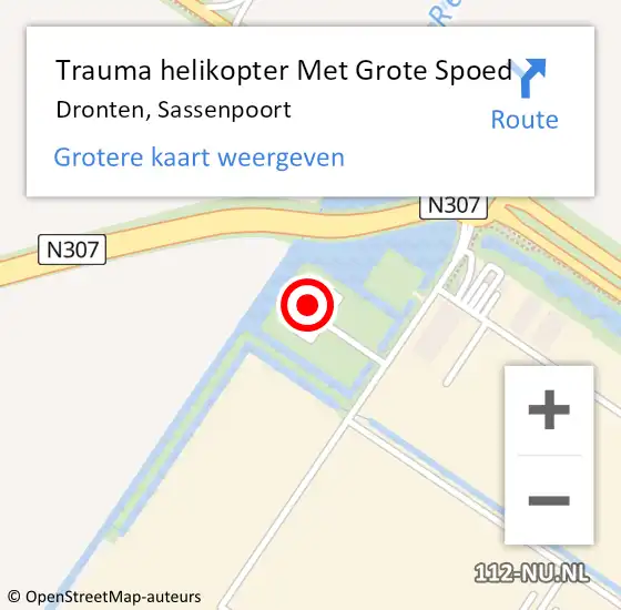 Locatie op kaart van de 112 melding: Trauma helikopter Met Grote Spoed Naar Dronten, Sassenpoort op 10 juli 2023 15:20
