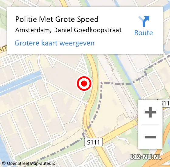 Locatie op kaart van de 112 melding: Politie Met Grote Spoed Naar Amsterdam, Daniël Goedkoopstraat op 10 juli 2023 15:30