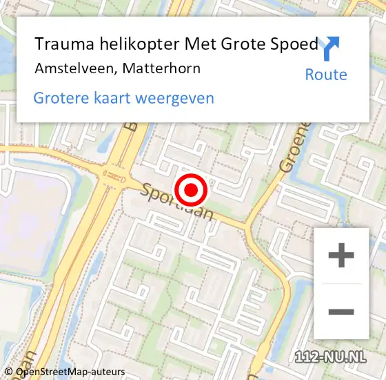 Locatie op kaart van de 112 melding: Trauma helikopter Met Grote Spoed Naar Amstelveen, Matterhorn op 10 juli 2023 15:32