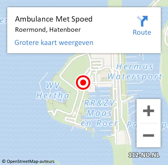 Locatie op kaart van de 112 melding: Ambulance Met Spoed Naar Roermond, Hatenboer op 10 juli 2023 15:44