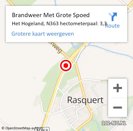 Locatie op kaart van de 112 melding: Brandweer Met Grote Spoed Naar Het Hogeland, N363 hectometerpaal: 3,3 op 10 juli 2023 16:26