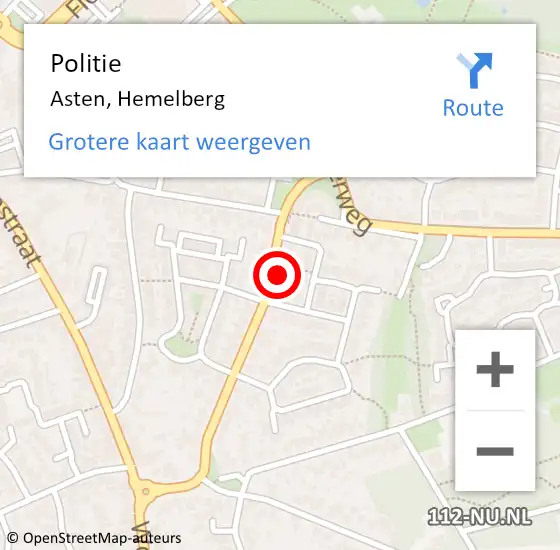 Locatie op kaart van de 112 melding: Politie Asten, Hemelberg op 10 juli 2023 16:41