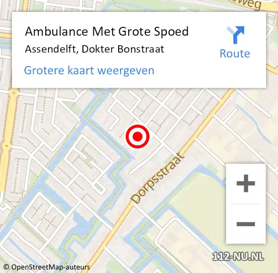 Locatie op kaart van de 112 melding: Ambulance Met Grote Spoed Naar Assendelft, Dokter Bonstraat op 10 juli 2023 16:43
