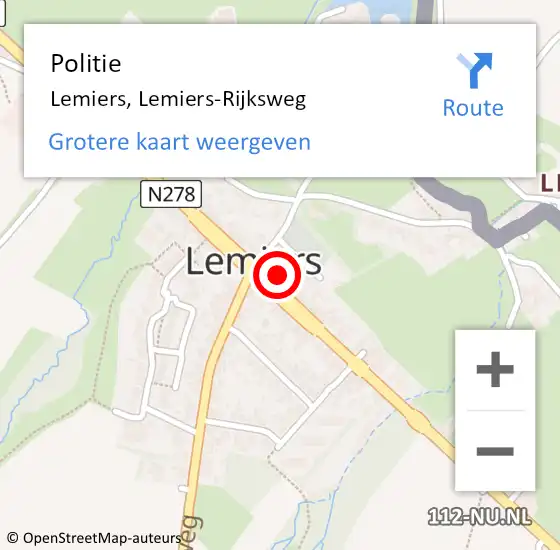 Locatie op kaart van de 112 melding: Politie Lemiers, Lemiers-Rijksweg op 10 juli 2023 17:02