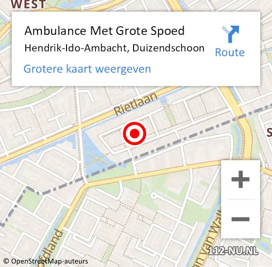 Locatie op kaart van de 112 melding: Ambulance Met Grote Spoed Naar Hendrik-Ido-Ambacht, Duizendschoon op 10 juli 2023 17:26