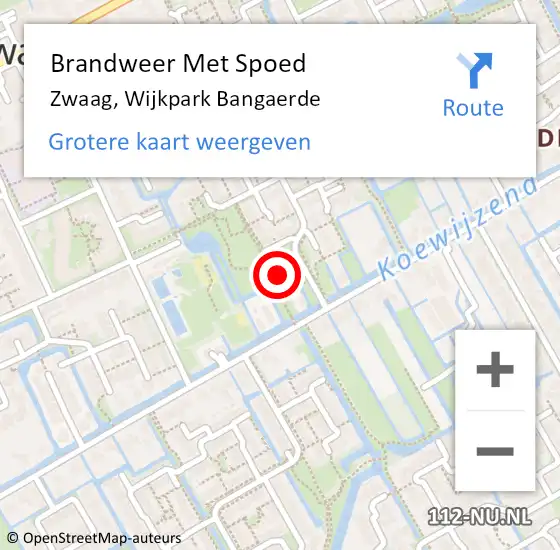 Locatie op kaart van de 112 melding: Brandweer Met Spoed Naar Zwaag, Wijkpark Bangaerde op 10 juli 2023 17:29