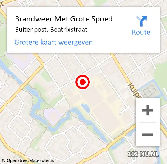 Locatie op kaart van de 112 melding: Brandweer Met Grote Spoed Naar Buitenpost, Beatrixstraat op 10 juli 2023 17:34