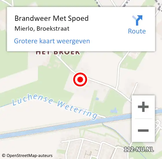 Locatie op kaart van de 112 melding: Brandweer Met Spoed Naar Mierlo, Broekstraat op 10 juli 2023 17:39