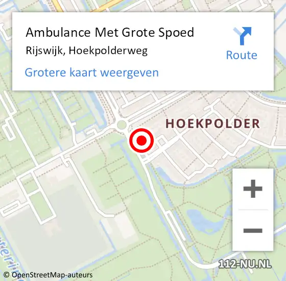 Locatie op kaart van de 112 melding: Ambulance Met Grote Spoed Naar Rijswijk, Hoekpolderweg op 10 juli 2023 17:44