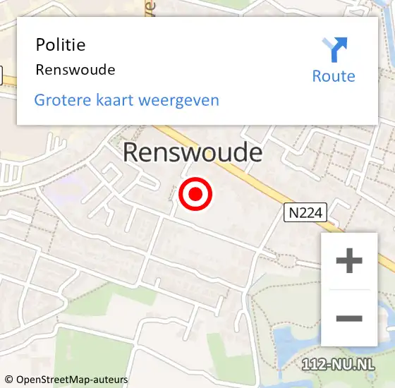 Locatie op kaart van de 112 melding: Politie Renswoude op 10 juli 2023 17:46