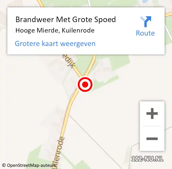 Locatie op kaart van de 112 melding: Brandweer Met Grote Spoed Naar Hooge Mierde, Kuilenrode op 10 juli 2023 17:50