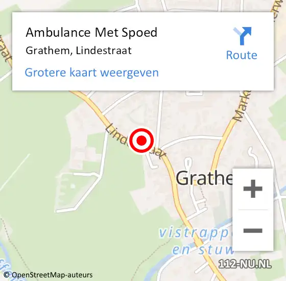 Locatie op kaart van de 112 melding: Ambulance Met Spoed Naar Grathem, Lindestraat op 10 juli 2023 18:01