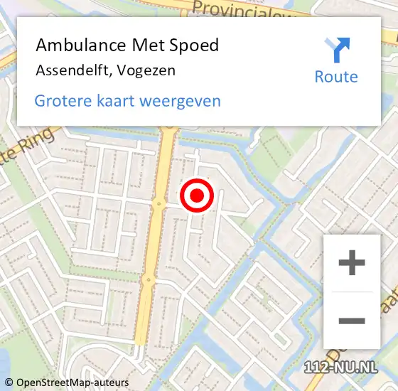 Locatie op kaart van de 112 melding: Ambulance Met Spoed Naar Assendelft, Vogezen op 10 juli 2023 18:27