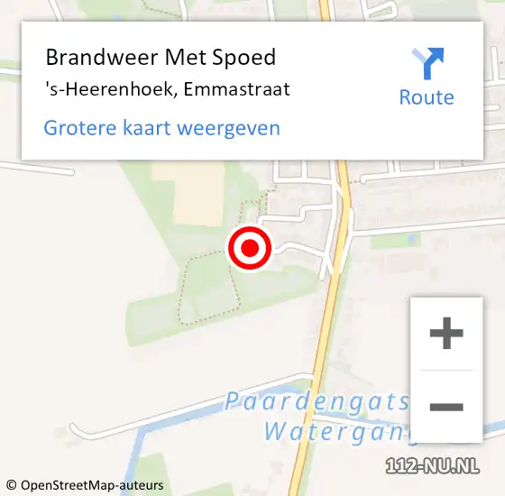 Locatie op kaart van de 112 melding: Brandweer Met Spoed Naar 's-Heerenhoek, Emmastraat op 10 juli 2023 18:31