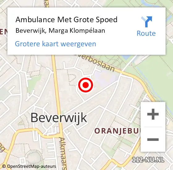 Locatie op kaart van de 112 melding: Ambulance Met Grote Spoed Naar Beverwijk, Marga Klompélaan op 10 juli 2023 18:38