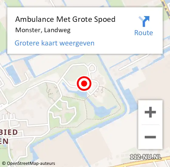 Locatie op kaart van de 112 melding: Ambulance Met Grote Spoed Naar Monster, Landweg op 10 juli 2023 18:41