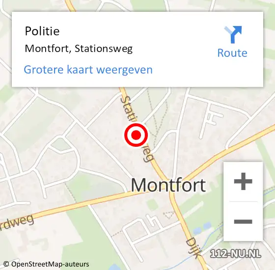 Locatie op kaart van de 112 melding: Politie Montfort, Stationsweg op 10 juli 2023 18:50