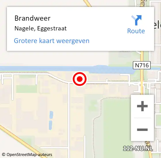 Locatie op kaart van de 112 melding: Brandweer Nagele, Eggestraat op 10 juli 2023 19:14