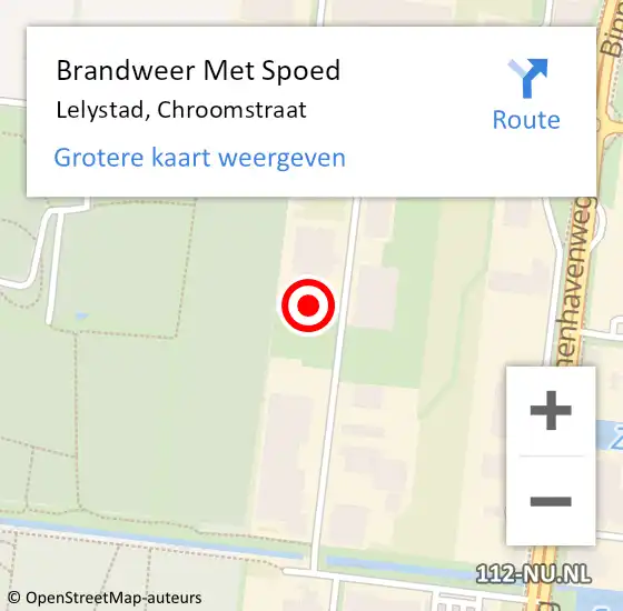 Locatie op kaart van de 112 melding: Brandweer Met Spoed Naar Lelystad, Chroomstraat op 10 juli 2023 19:32