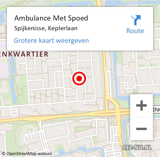 Locatie op kaart van de 112 melding: Ambulance Met Spoed Naar Spijkenisse, Keplerlaan op 10 juli 2023 19:35