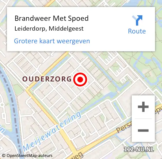 Locatie op kaart van de 112 melding: Brandweer Met Spoed Naar Leiderdorp, Middelgeest op 10 juli 2023 19:42