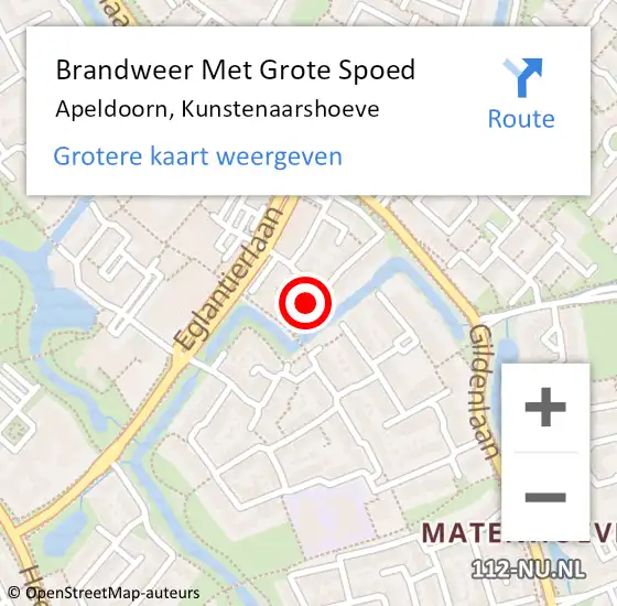 Locatie op kaart van de 112 melding: Brandweer Met Grote Spoed Naar Apeldoorn, Kunstenaarshoeve op 10 juli 2023 19:46