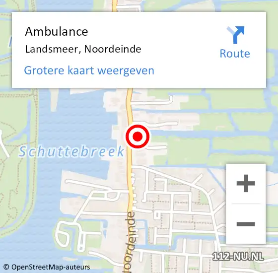 Locatie op kaart van de 112 melding: Ambulance Landsmeer, Noordeinde op 10 juli 2023 19:54