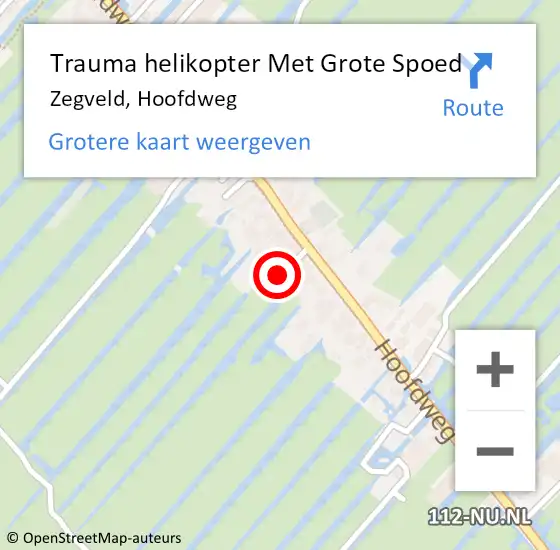 Locatie op kaart van de 112 melding: Trauma helikopter Met Grote Spoed Naar Zegveld, Hoofdweg op 10 juli 2023 20:10