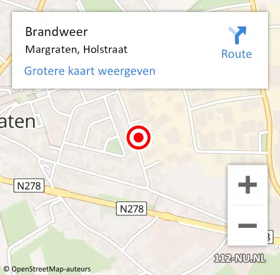 Locatie op kaart van de 112 melding: Brandweer Margraten, Holstraat op 10 juli 2023 20:22