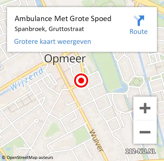Locatie op kaart van de 112 melding: Ambulance Met Grote Spoed Naar Spanbroek, Gruttostraat op 10 juli 2023 20:23