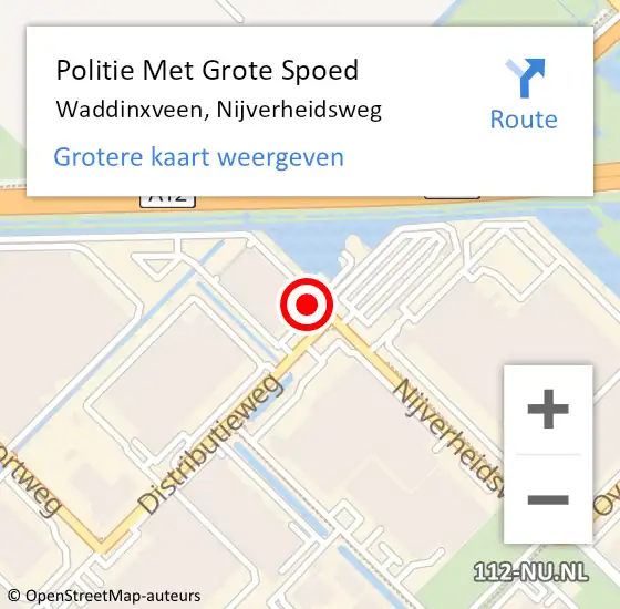 Locatie op kaart van de 112 melding: Politie Met Grote Spoed Naar Waddinxveen, Nijverheidsweg op 10 juli 2023 20:27