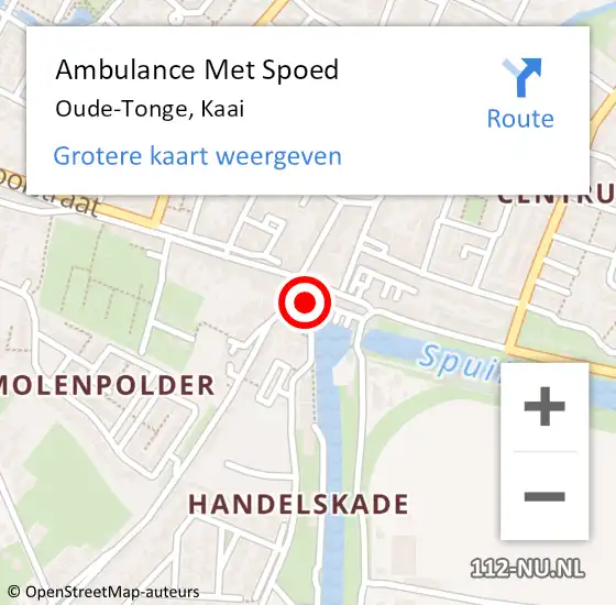 Locatie op kaart van de 112 melding: Ambulance Met Spoed Naar Oude-Tonge, Kaai op 10 juli 2023 20:29