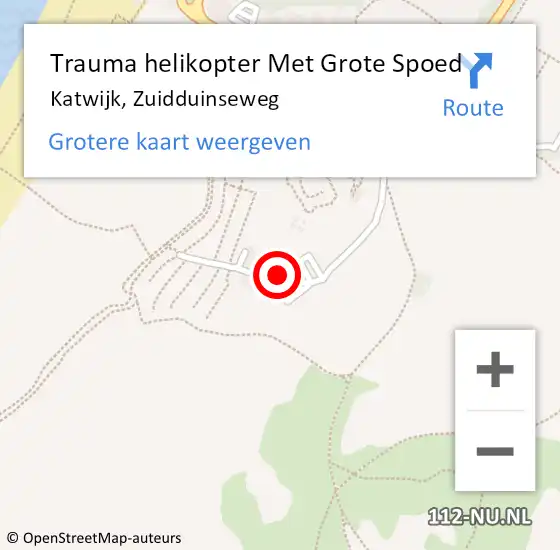 Locatie op kaart van de 112 melding: Trauma helikopter Met Grote Spoed Naar Katwijk, Zuidduinseweg op 10 juli 2023 20:35
