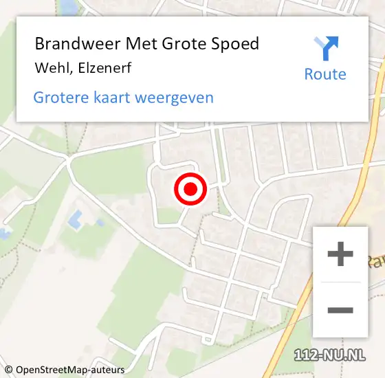 Locatie op kaart van de 112 melding: Brandweer Met Grote Spoed Naar Wehl, Elzenerf op 10 juli 2023 21:06