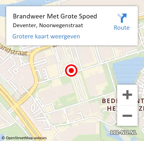 Locatie op kaart van de 112 melding: Brandweer Met Grote Spoed Naar Deventer, Noorwegenstraat op 10 juli 2023 21:12